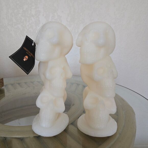 Christian Siriano Halloween Skull Candles Set of 2 - Picture 1 of 4